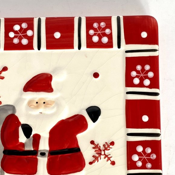 Vintage Santa Tile Trivet Coaster Hand Painted Ceramic 7.5 Inches Square - Picture 4 of 8